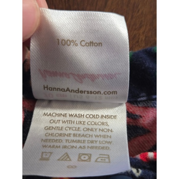 Hanna Andersson Flannel Christmas Dress 6-12 Months Reindeer Poinsettia Holiday - Picture 5 of 8